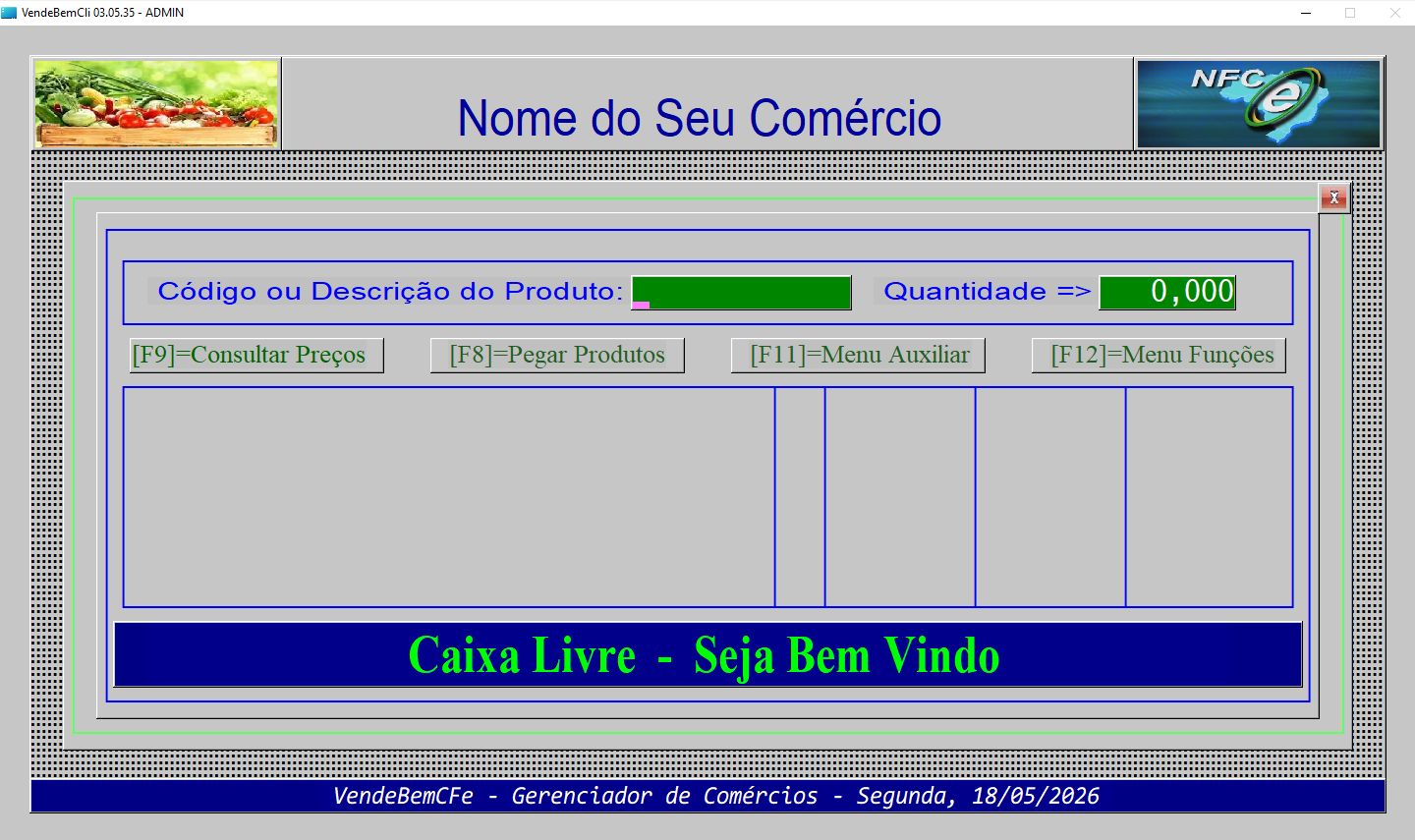 Tela do Sistema em Standby