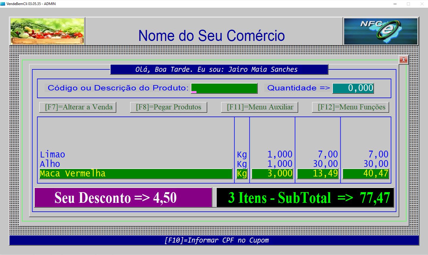 Tela do Sistema com Promoção